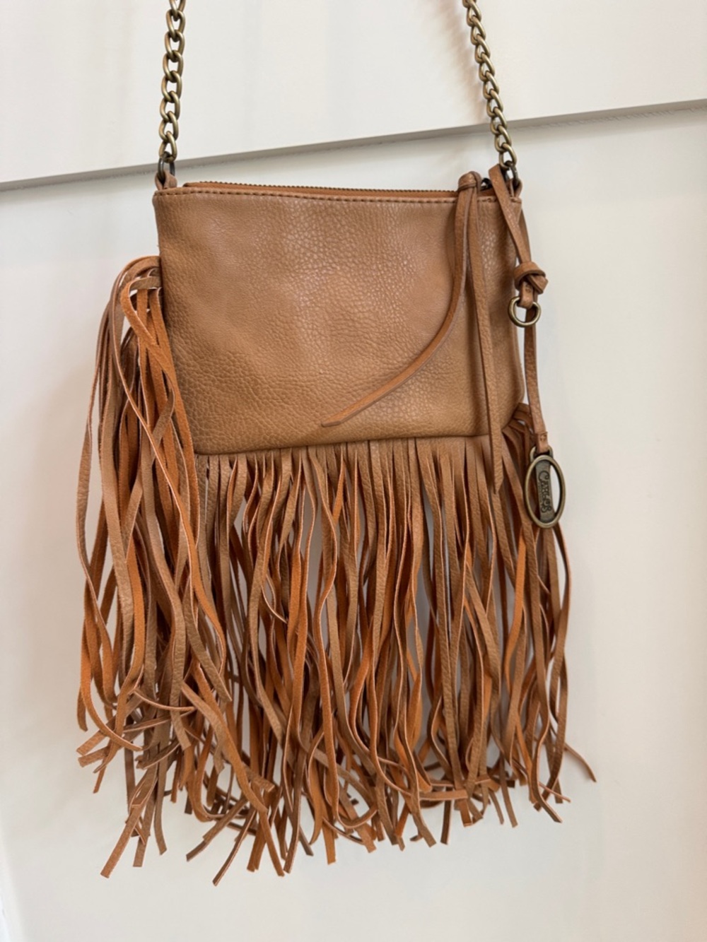 Carlos Fringe Leather Crossbody Bag - Tan